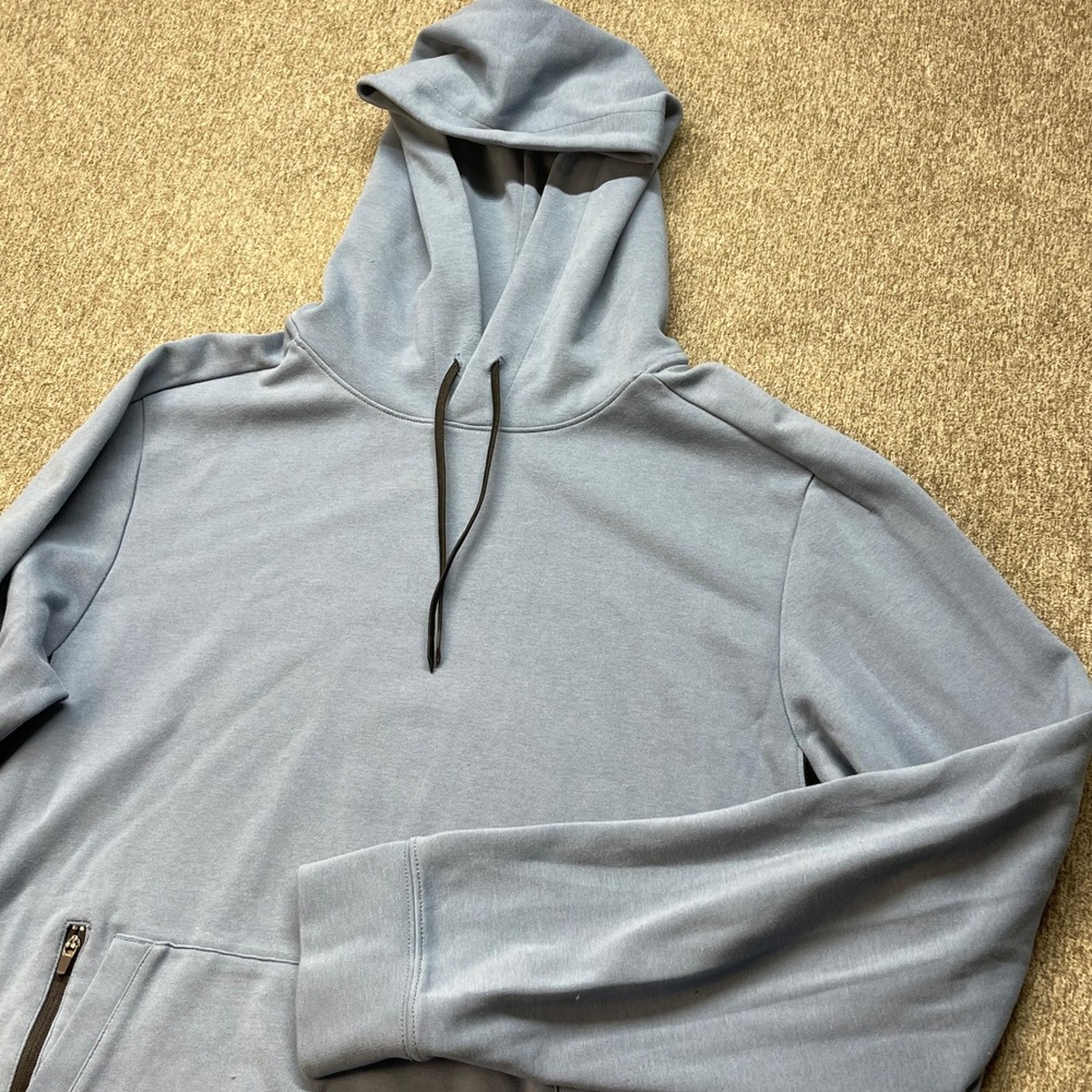 Brady Brand Pliability Soft Touch Hoodie Mens Large Blue Kangaroo Zip Pocket